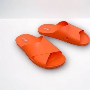 OKA b. Hot Orange Slip On - Slides, Size Medium (Women’s 9.5 to 10)